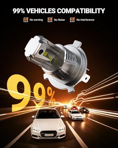 SEALIGHT H4/9003 LED Bulb, 1200% 60000LM Super Brighter than Origin, 6500K White Canbus Ready, IP68 25000RPM Cooling Fan with 80000Hrs Lifespan, 3Mins Fast Installation, 2 Pack