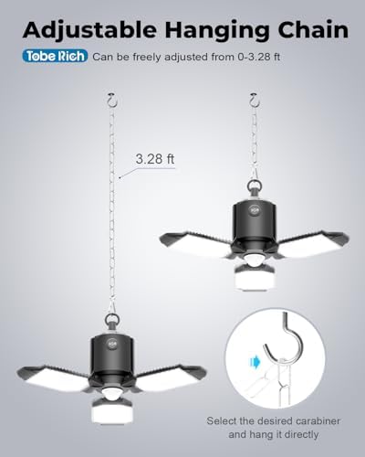 Motion Sensor Garage Light Plug in, 8000LM 6500K Shop Light 3 Modes