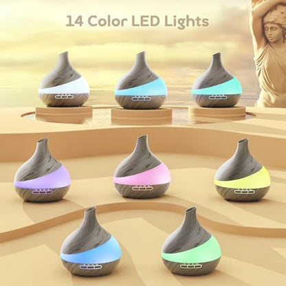 HJTHJT 500ML Essential Oil Diffuser for Home: 14 Color LED Humidifier