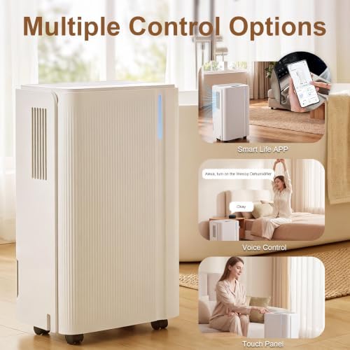 Dehumidifier for Home with Drain Hose, Auto On/Off Cycling for Basement