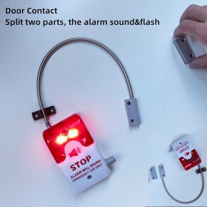 Multifunction Exit Door Alarm Helps Prevent Unauthorized Exits or Entries Through Emergency Door with 110db Siren, Battery Powered Door Contact Magnetic Sensor