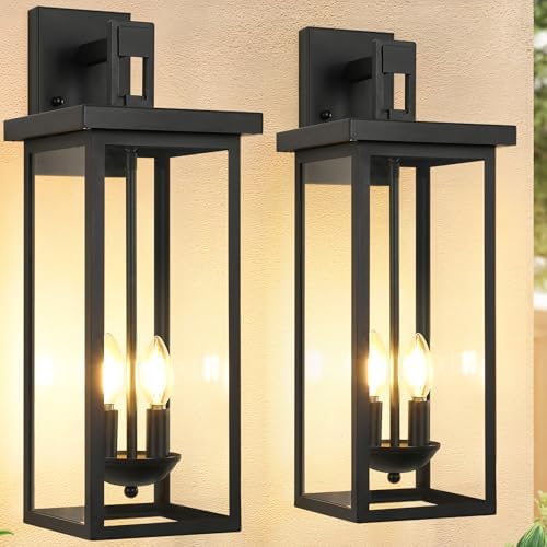 22 in Large Black Outdoor Wall Lights Exterior Lighting Fixtures,2 Packs