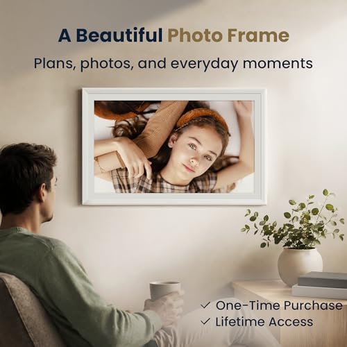 21.5-Inch Smart Digital Calendar & Photo Frame for Family, Large Wall Planner with Auto-Sync to Apple, Google & Outlook, Touchscreen Display with Chore Chart, To-Do Lists & Meal Planner, No Subscription, White Frame