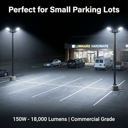 XXBSAZ 150W LED Flood Light Outdoor, Daylight 6500K,18000LM, AC85-265V IP66 Waterproof, High Power Commercial Work Light, Security Stadium Lights for Parking Lots, Workshop，Warehouses