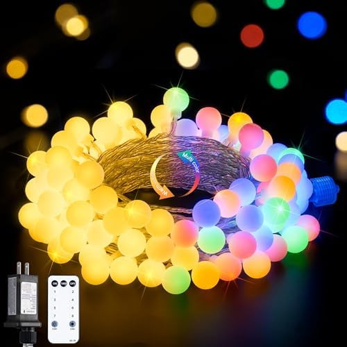 JMEXSUSS Globe String Lights Indoor Color Changing Christmas Lights Plug in