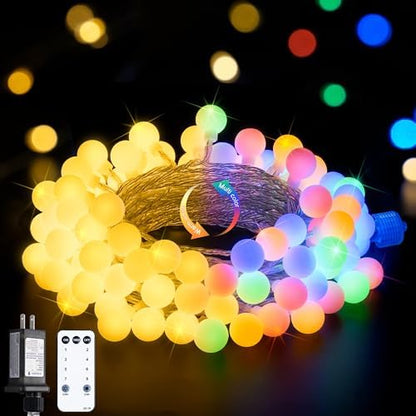 JMEXSUSS Globe String Lights Indoor Color Changing Christmas Lights Plug in