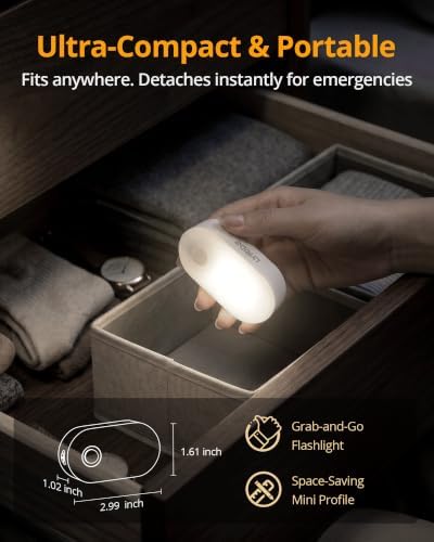 Lyridz Rechargeable Battery Night Light with Motion Sensor, Portable, Auto-Off, Dimmable for Bathroom, Bedroom, Kitchen, Stairs, Hallway, Pets, Travel, 4-Pack, Cool White