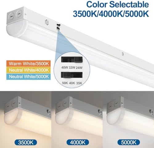 DAKASON 4FT LED Linear Ceiling Light Fixture 8 Pack, 40W/32W/24W, 3CCT