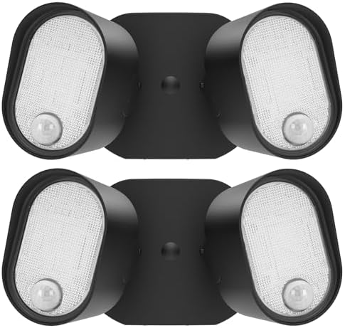 LUTEC 35W 4000LM LED FloodLights with 2 Sensors, Motion Sensor Outdoor Lights 5000K Dusk to Dawn, IP65 Waterproof 240 Wide Angle Motion Outdoor for Garage, Patio, Yard(2 Pack)