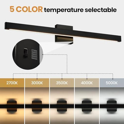 Modern Bathroom Vanity Light Black Bathroom Light Fixture Over Mirror 32 Inch 26W Dimmable 5CCT LED Vanity Light Bar for Bathroom Mirror Cabinets Bedroom