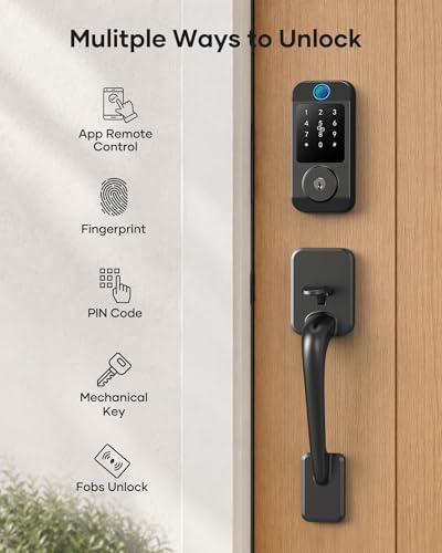 Wi-Fi Smart Front Door Lock Set, Keyless Entry Deadbolt Handle