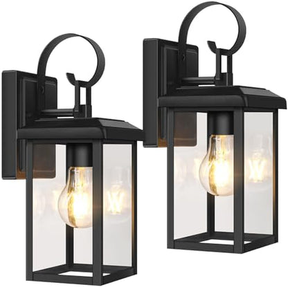 BesLowe 2-Pack Outdoor Wall Light Fixtures, Modern Porch Sconces, Black