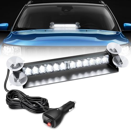 Nilight 12LED Traffic Advisor Strobe Light Bar White Hazard Safety