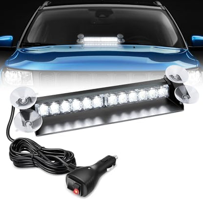 Nilight 12LED Traffic Advisor Strobe Light Bar White Hazard Safety