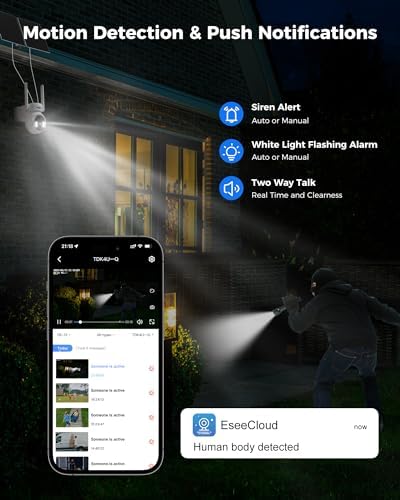 Hiseeu 4G LTE Cellular Security Camera Solar Powered, No WiFi Security Camera Wireless Outdoor, 24/7, PIR Motion, 2 Way Talk, 360° PT, 2K Color Night Vision, 64G SD & SIM Card Included