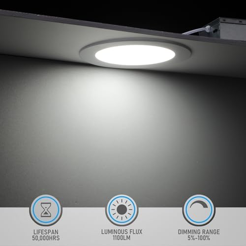 TORCHSTAR 12-Pack 6 Inch Ultra-Thin LED Recessed Light, CRI90 12W, 5000K