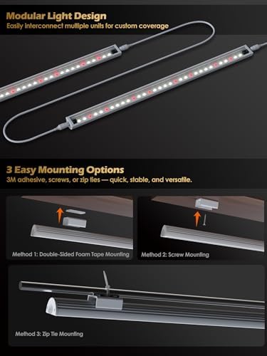 GLOWRIUM T5 Grow Light for Indoor Plants, 3500K Plant Light Strip