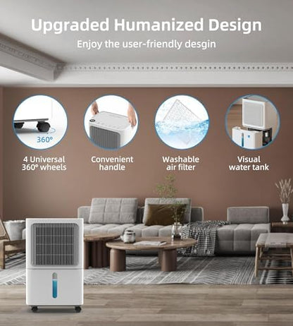 VEAGASO 34 Pint Dehumidifiers, 2500 Sq. Ft Dehumidifier for Basement,