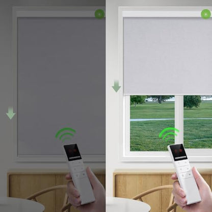 ZSHINE Motorized Blackout Roller Shades Remote Control Rechargeable(82026E)