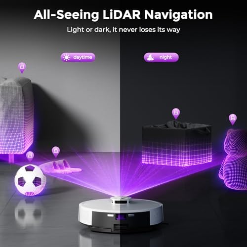 Robot Vacuum and Mop Combo, Robot Vacuum Cleaner with Bagless Self Emptying Station, 18000Pa Suction, LiDAR Navigation, ideal for Pet Hair, Carpet & Hard Floor, Compatible with App/Alexa/Voice Control