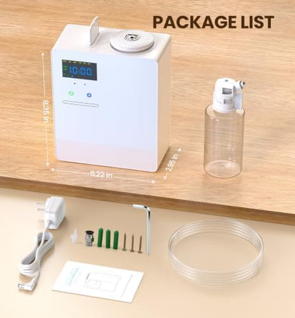 Waterless Essential Oil Diffuser 5000 Sq.Ft for Whole House, 200ml Cold Air Scent Machine with Bluetooth App Control, Quiet No-Heat HVAC Fragrance Diffuser for Home Hotel Office, White