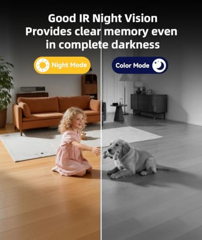 Wireless Bluetooth Speaker Security Camera with 4000mAh Long Battery Life,2.4GHz WiFi Indoor Camera for Home with App Control,Night Vision, Motion Detection,Real-Time Vide,Ideal for Elderly/Office