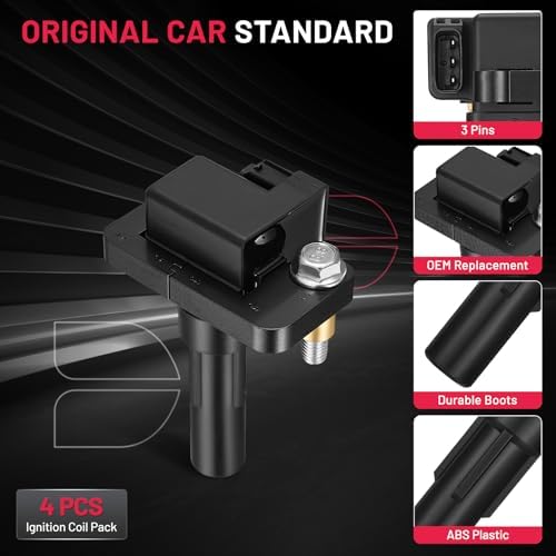 BDFHYK Ignition Coil Packs Compatible with Subaru Impreza 2002 2003 H4 2.0L Coil for UF480 5C1398 E960 52-1749 IC560 22433-AA421 22433-AA560 22433-AA561 Set of 4