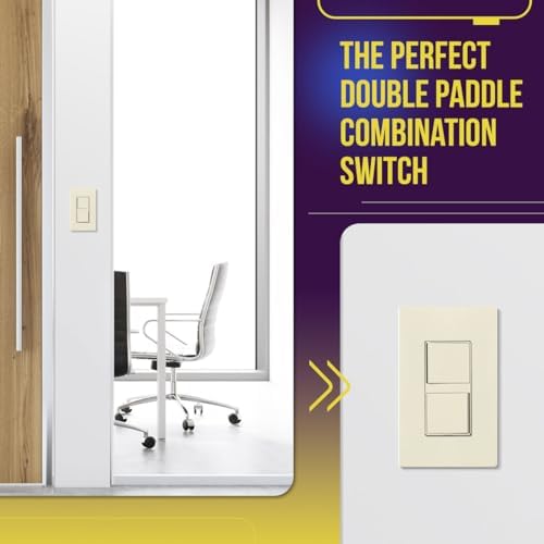 ENERLITES Light Almond Double Paddle Decorator Single Pole Switch, 15A