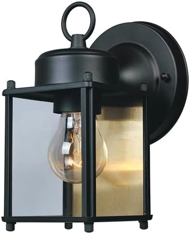 DESIGNERS FOUNTAIN Preston Outdoor Light Fixture, 8 Inch Exterior Wall Lantern Sconce for Front Door, Patio and Porch, Black, 1161-BK