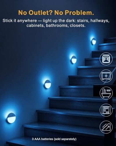 YUNLEX Toilet Night Light Motion Activated, Dim Light Battery Operated