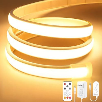 COB LED Strip Lights, Warm White Dimmable Rope with Remote, 19.6ft