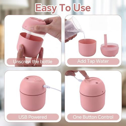 Hortsun 6 Pcs Mini Humidifiers, 220ml Humidifier for Plant,Pink