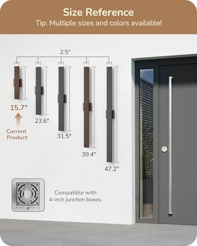 EDISHINE LED Outdoor Wall Lights, 15.7" Modern Outdoor Sconce, Oil Bronze