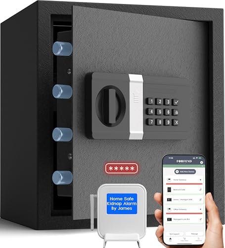 FORFEND Smart Home Safes | WiFi Safe Box App Unlock/Alarm | Voice Control, Kidnap SOS Alarm, Tamper Detect, Frozen Mode | Money Security Lockbox History Track | Digital Caja Fuerte Remote Live Monitor