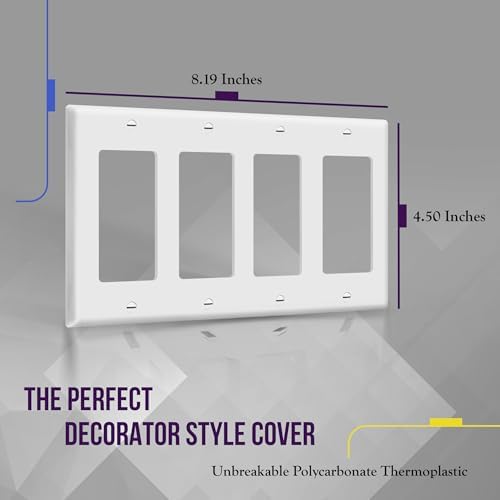 ENERLITES 4-Gang White Decorator Light Switch Outlet Wall Plate Cover