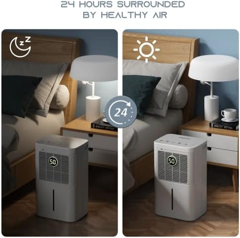 Hogarlabs 25 Pint Smart Dehumidifiers for Home and Basements, with 3 Working Modes, Overflow Protection, and Auto Shut off Restart. Ultra Silent Dehumidifier with Drain Hose.