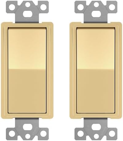 ENERLITES Gold 4-Way Decorator Paddle Rocker Light Switch, 15A, 2 Pack