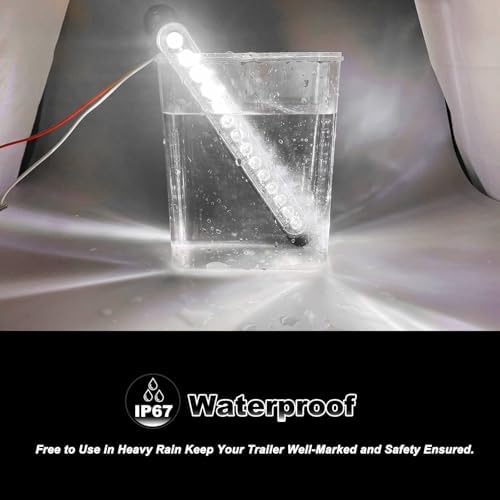 10" White Trailer LED Reverse Lights Bar Strip Truck Bed Backup Lights Rear Running Side Marker for Truck RV Aluminum Alloy Base, 15 LEDs 2Pcs