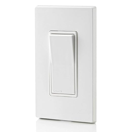 Leviton 15 Amp, 120/277 Volt, Decora Rocker Single-Pole AC Quiet Switch, Residential Grade, Grounding, 5601-2W, White