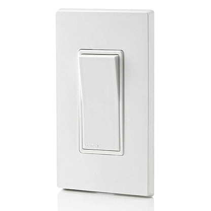 Leviton 15 Amp, 120/277 Volt, Decora Rocker Single-Pole AC Quiet Switch, Residential Grade, Grounding, 5601-2W, White
