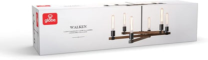 Globe Electric 60546 Walken 6-Light Chandelier, Matte Black, Faux Wood Accents, Bulb Not Included