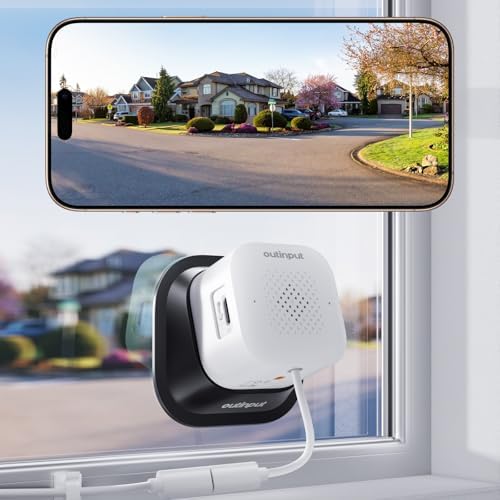 Outinput 3MP 2K No Drill Window Camera for Home Security, 2.4G&5GHz Surveillance Camera with Adjustable View Angle Mount, AI Color Night Vision, Person and Motion Detection, 24/7 Recording, Anti-Glare