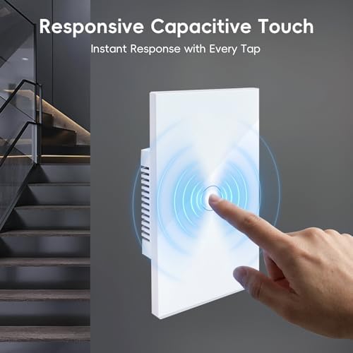 iPazzPort Matter Smart Touch Light Switch, 1-Gang Single Pole