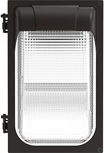 Lithonia Lighting 7.5" Mini LED Wall Pack Outdoor Light Fixture, Building Wall Light, Adjustable Lumens, 4000K Cool White, MVOLT 120-277V, IP65, Glass Lens, Bronze (TWX1 LED ALO 40K MVOLT DDBTXD)
