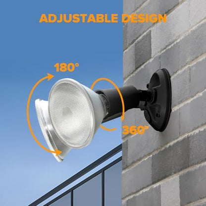 LUTEC 4 Pack Adjustable Twin Par Holder Outdoor Flood Lights, Switch Controlled Security Lights, Floodlights Fixture, Waterproof Exterior Max 300 Watt Par38 Flood Light for Garage, Yard, Porch-Black