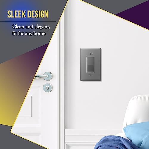 ENERLITES 1-Gang Gray Oversize Decorator Switch Outlet Wall Plate, 10 Pack