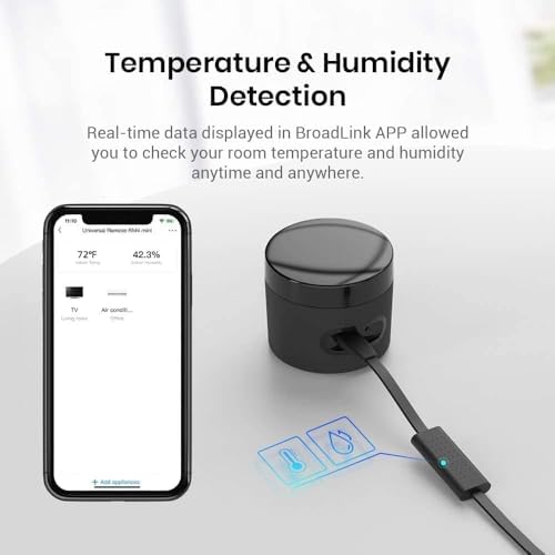 RM4 Mini IR Universal Remote Control with HTS2 Cable (Only 2.4 GHz Wi-Fi) Intelligent Home Automation WiFi Infrared Blaster for TV, Air Conditioning, STB Audio, Compatible with Alexa and Google Home.