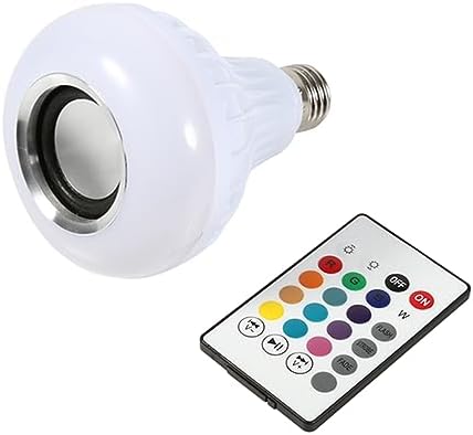 Garosa LED Color Changing Light Bulb with Bluetooth Speaker, 12W E27 RGB Smart Bulb Remote Control for Living Room Bedroom Bathroom Closet Decor