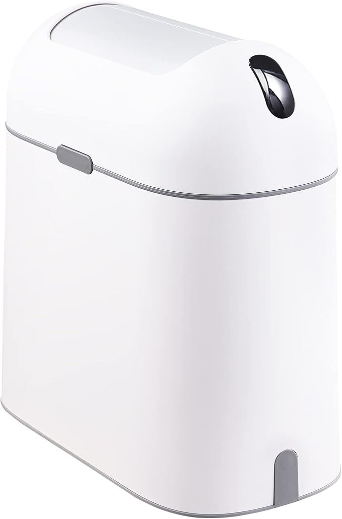ELPHECO Bathroom Trash Can with lid, 2.5 Gallon, Motion Sensor, White Grey
