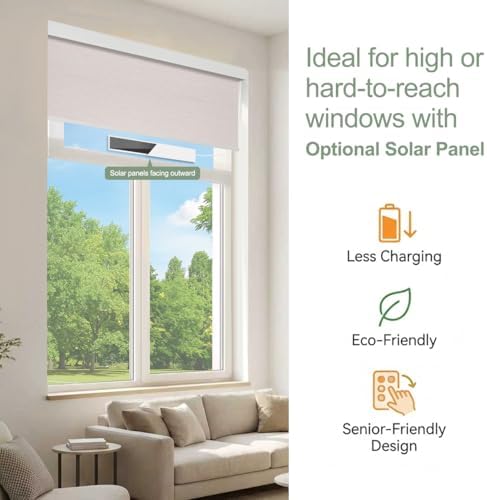 ZSHINE Motorized Blackout Roller Shades Remote Control Rechargeable(82067A)